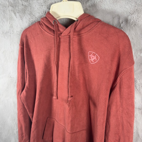 Ariat Tops - Ariat Real Womens Hoodie Small Red Clay Pullover Logo Sleeve Fleece Sweatshirt‎